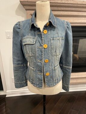 Marc Jacobs Light Blue Denim Jacket with Yellow Buttons